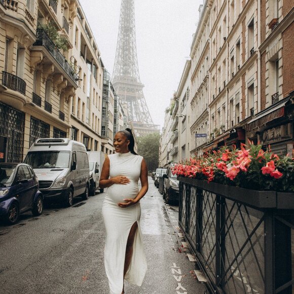 Club L. London Lanetta Cream Ruched High-Neck Maxi Dress With Split - Picture 6 of 6